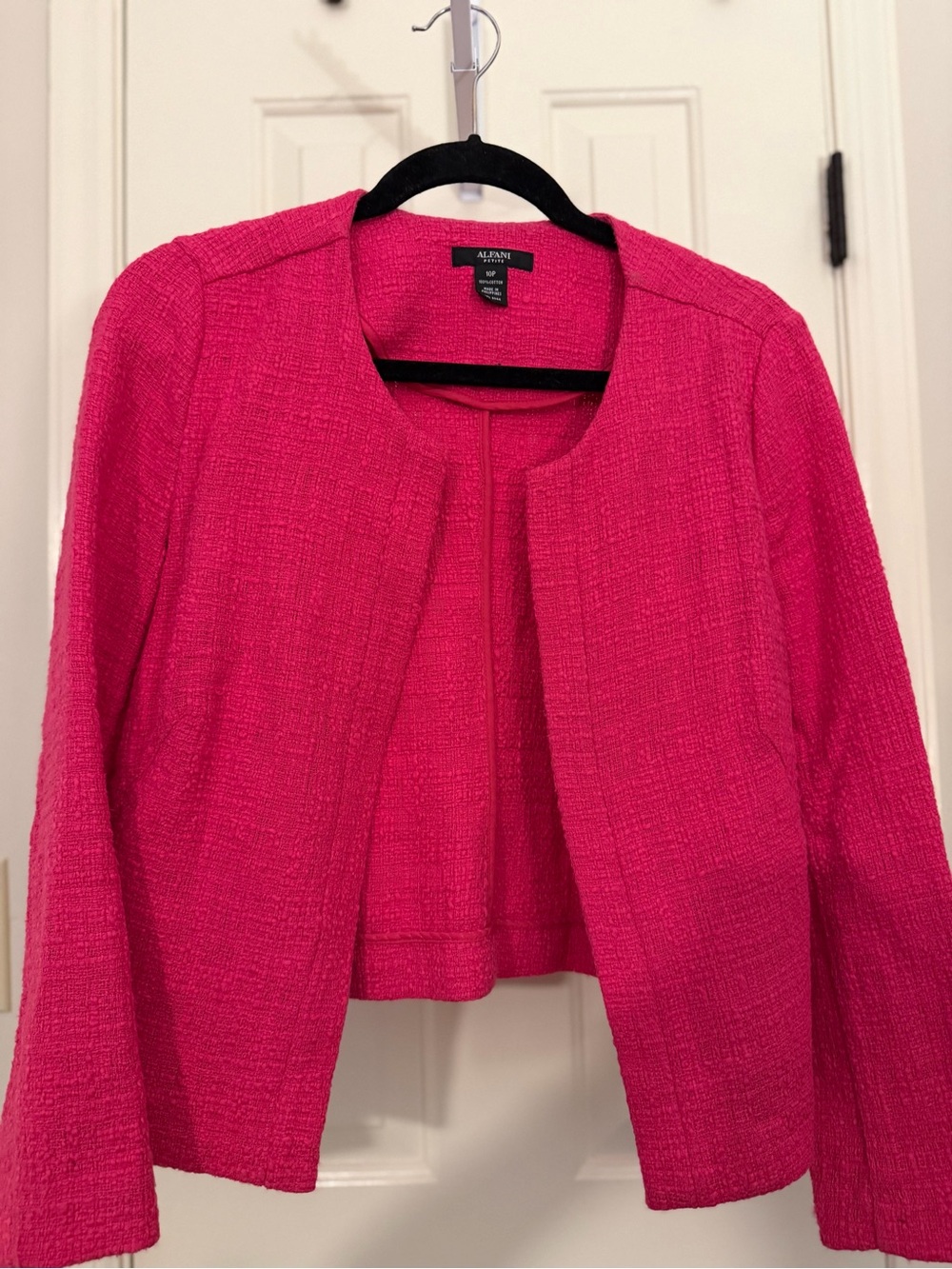 Alfani Hot Pink Textured Open-Front Blazer